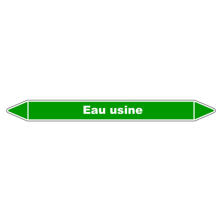 Marqueur de Tuyauterie Eau usine 150 x 12 mm Vinyle Laminé