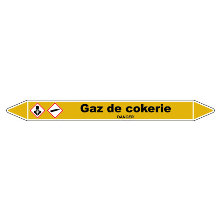 Marqueur de Tuyauterie "Gaz de cokerie" en Vinyle Laminé