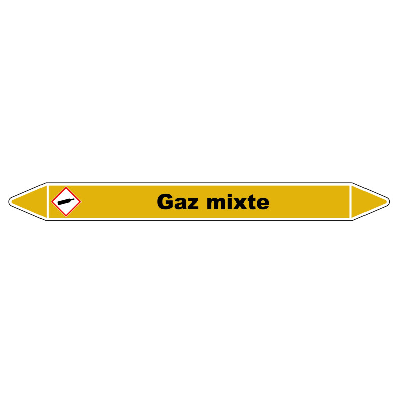 Marqueur de Tuyauterie "Gaz mixte" en Vinyle Laminé