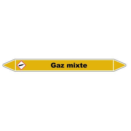 Marqueur de Tuyauterie "Gaz mixte" en Vinyle Laminé