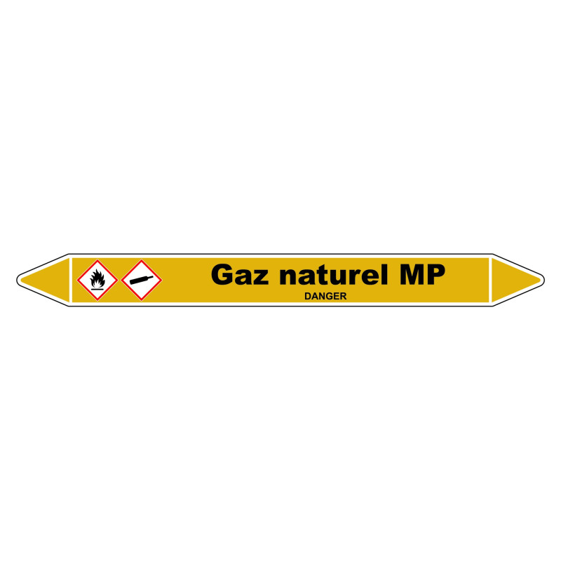 Marqueur vinyle laminé pour tuyauterie Gaz naturel MP - robuste et visible