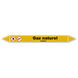 Marqueur de Tuyauterie - Gaz Naturel - Norme NFX 08-105 - Vinyle Laminé