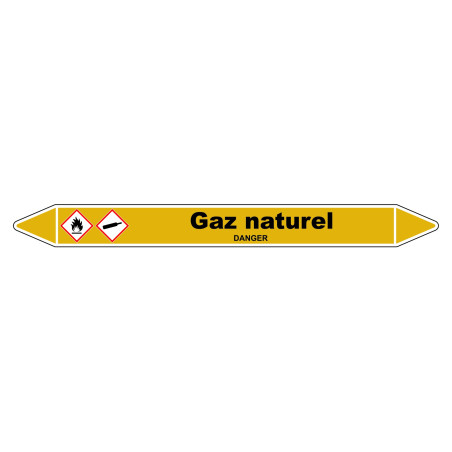 Marqueur de Tuyauterie - Gaz Naturel - Norme NFX 08-105 - Vinyle Laminé