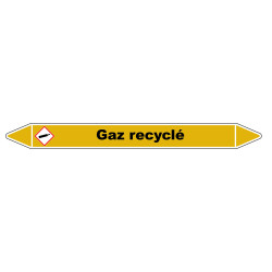 Marqueur de Tuyauterie "Gaz recyclé" en Vinyle Laminé