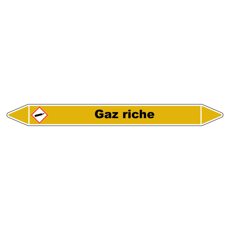 Marqueur de Tuyauterie "Gaz riche" en Vinyle Laminé