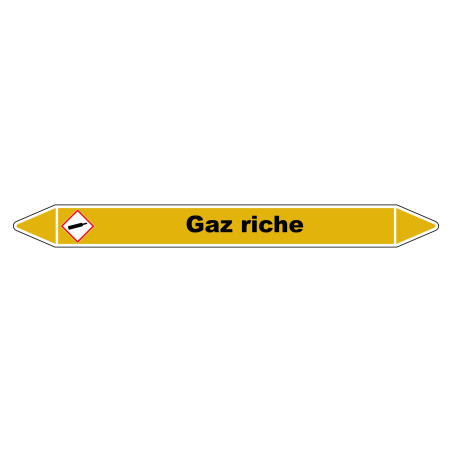 Marqueur de Tuyauterie "Gaz riche" en Vinyle Laminé