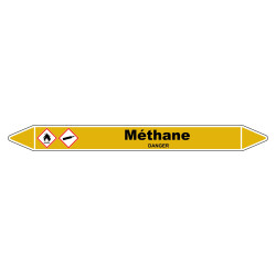 Marqueur de Tuyauterie "Méthane" en Vinyle Laminé