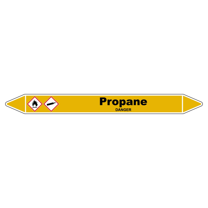 Marqueur de Tuyauterie - Propane - Norme NFX 08-105 - Vinyle Laminé