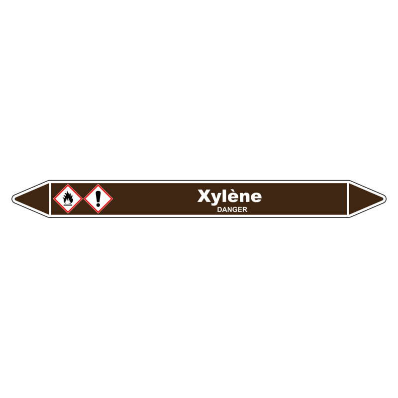 Marqueur de tuyauterie Xylène en vinyle laminé, durable et résistant.