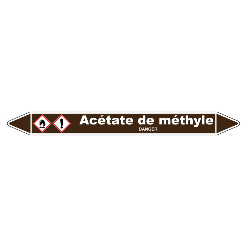 Marqueur de Tuyauterie Acétate de méthyle 150 x 12 mm Vinyle Laminé