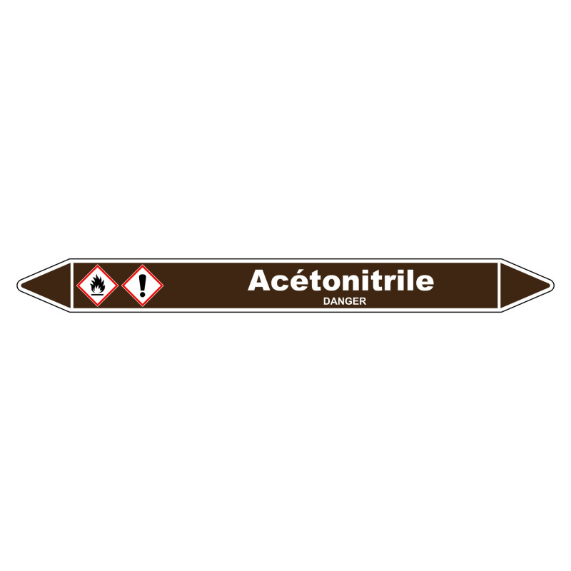 Marqueur de Tuyauterie Acétonitrile 150 x 12 mm Vinyle Laminé