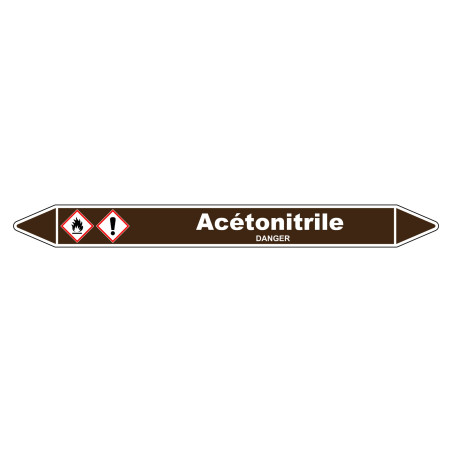 Marqueur de Tuyauterie Acétonitrile 150 x 12 mm Vinyle Laminé