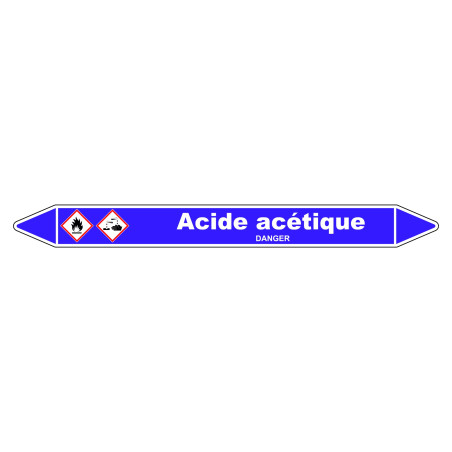 Marqueur de Tuyauterie - Acide Acétique - NFX 08-105 - Vinyle Laminé
