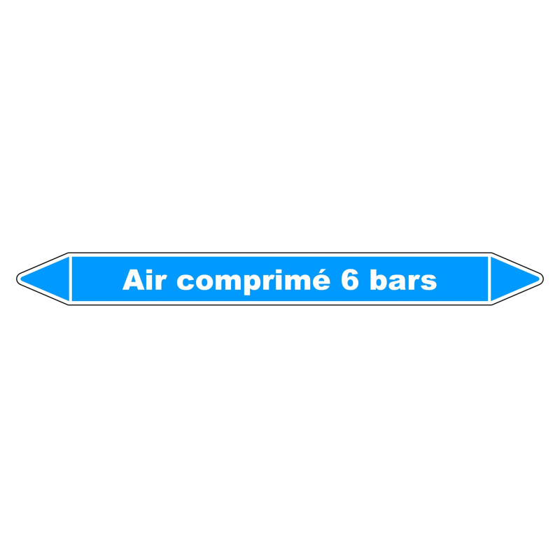Marqueur de Tuyauterie "Air comprimé 6 bars" en Vinyle Laminé