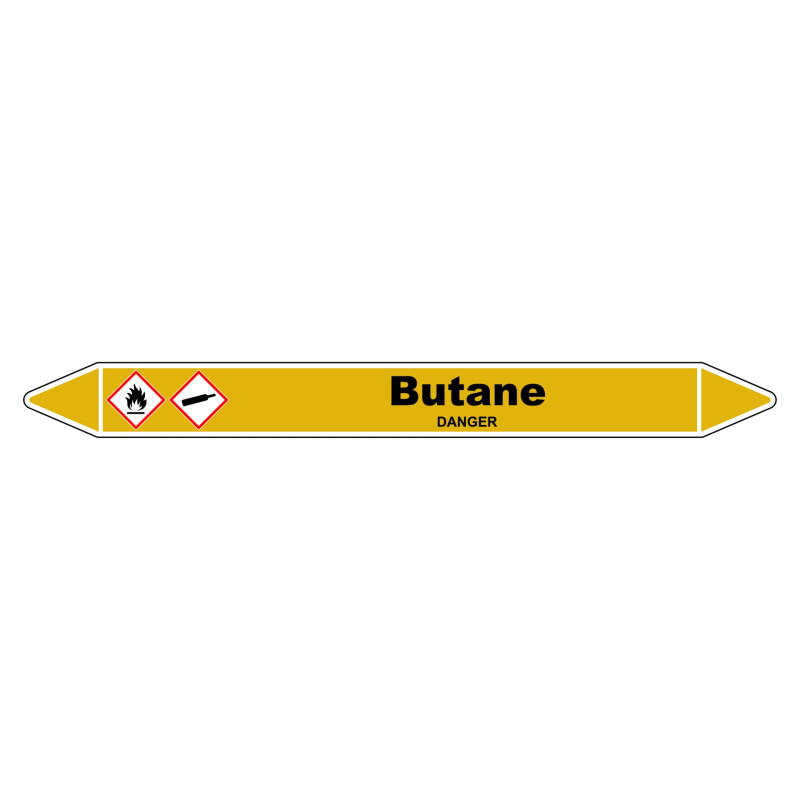 Marqueur de Tuyauterie Butane résistant grâce à son revêtement en Vinyle Laminé.