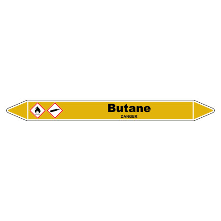 Marqueur de Tuyauterie Butane résistant grâce à son revêtement en Vinyle Laminé.