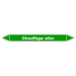 Image de marqueur de tuyauterie 'Chauffage aller' en vinyle laminé robuste