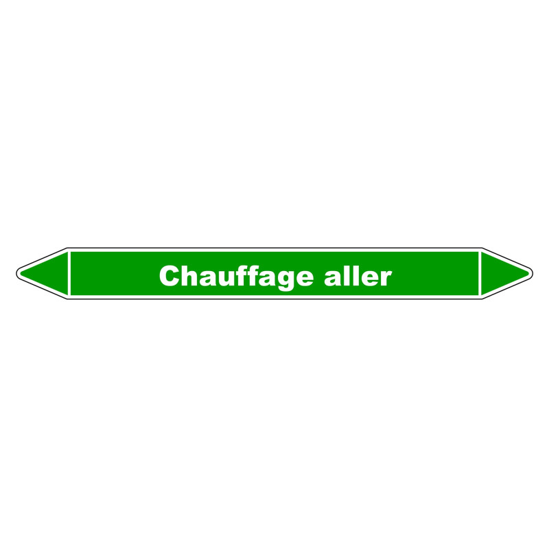 Image de marqueur de tuyauterie 'Chauffage aller' en vinyle laminé robuste