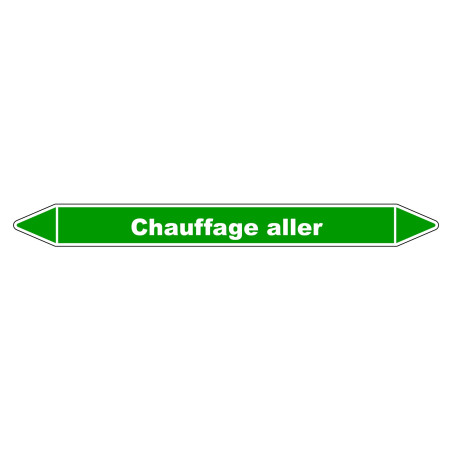 Image de marqueur de tuyauterie 'Chauffage aller' en vinyle laminé robuste