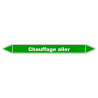 Image de marqueur de tuyauterie 'Chauffage aller' en vinyle laminé robuste