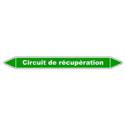 Marqueur de Tuyauterie "Circuit de récupération" en Vinyle Laminé