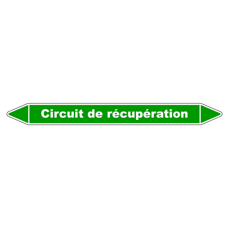 Marqueur de Tuyauterie "Circuit de récupération" en Vinyle Laminé