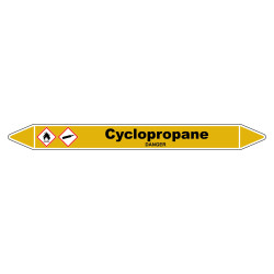 Marqueur de tuyauterie Cyclopropane en vinyle laminé, durable et visible.