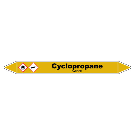 Marqueur de tuyauterie Cyclopropane en vinyle laminé, durable et visible.