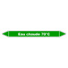 Marqueur de Tuyauterie - Eau Chaude 70°C - NFX 08-105 - Vinyle Laminé