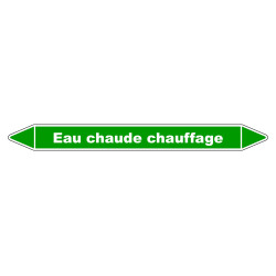 Marqueur de Tuyauterie - Eau Chaude Chauffage - NFX 08-105 - Vinyle Laminé