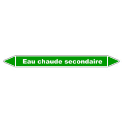 Marqueur de Tuyauterie "Eau chaude secondaire" en Vinyle Laminé