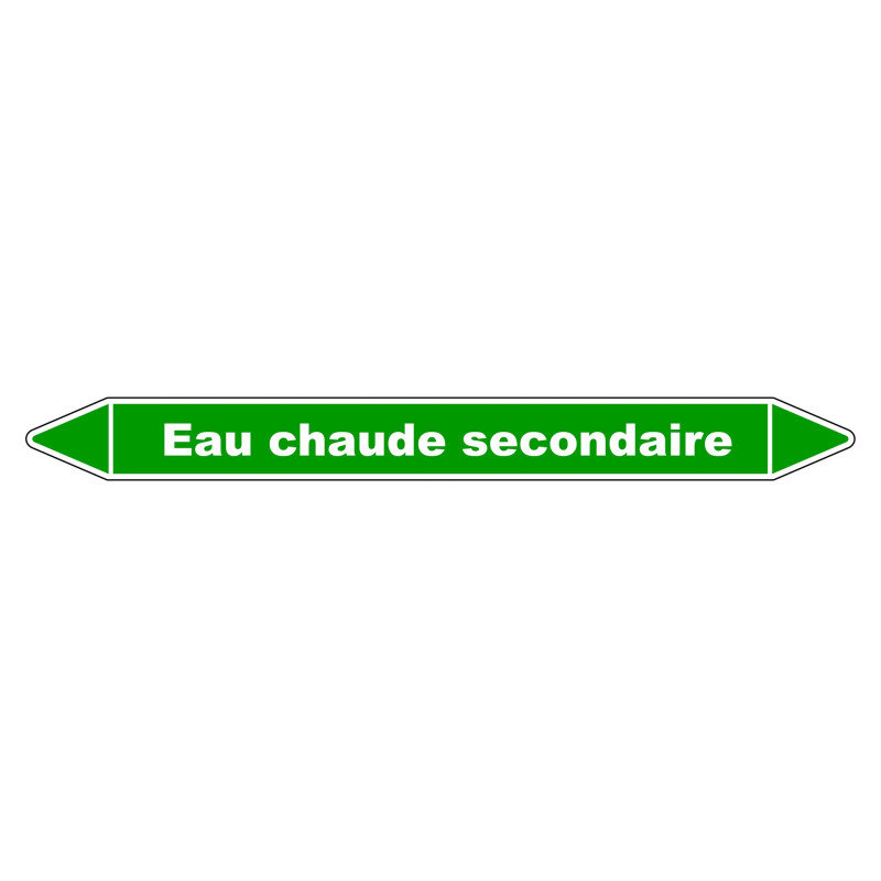 Marqueur de Tuyauterie "Eau chaude secondaire" en Vinyle Laminé