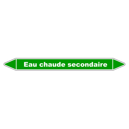 Marqueur de Tuyauterie "Eau chaude secondaire" en Vinyle Laminé