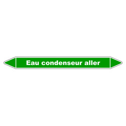 Marqueur de Tuyauterie "Eau condenseur aller" en Vinyle Laminé
