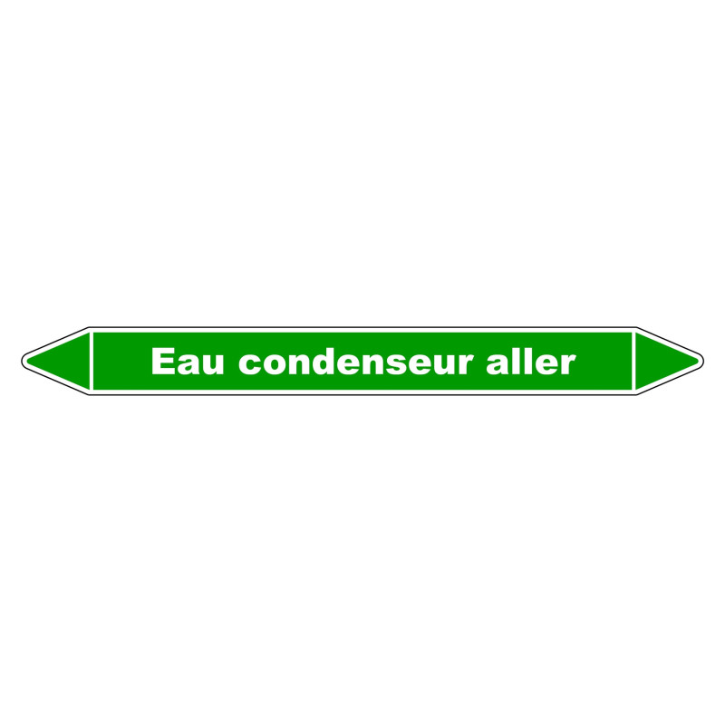 Marqueur de Tuyauterie "Eau condenseur aller" en Vinyle Laminé