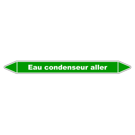 Marqueur de Tuyauterie "Eau condenseur aller" en Vinyle Laminé