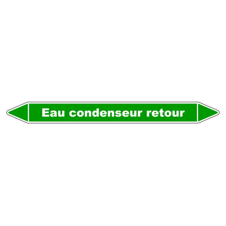 Marqueur de Tuyauterie "Eau condenseur retour" en Vinyle Laminé