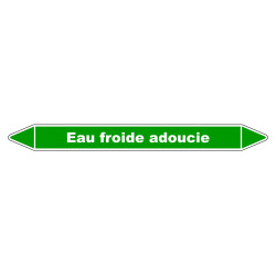 Marqueur de tuyauterie résistant en vinyle laminé pour eau froide adoucie.