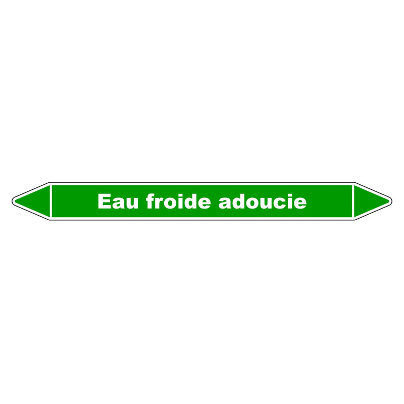 Marqueur de tuyauterie résistant en vinyle laminé pour eau froide adoucie.