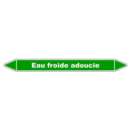 Marqueur de tuyauterie résistant en vinyle laminé pour eau froide adoucie.