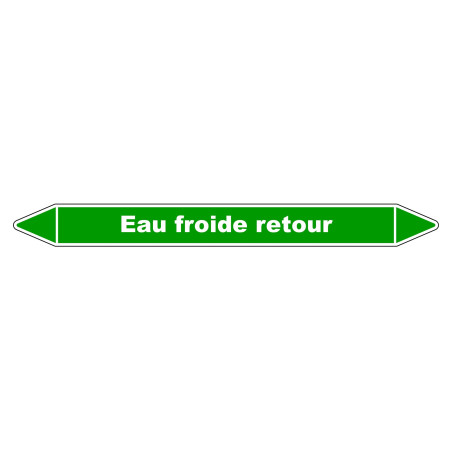Marqueur de Tuyauterie "Eau froide retour" en Vinyle Laminé