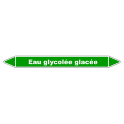 Marqueur de Tuyauterie "Eau Glycolée Glacée" en Vinyle Laminé