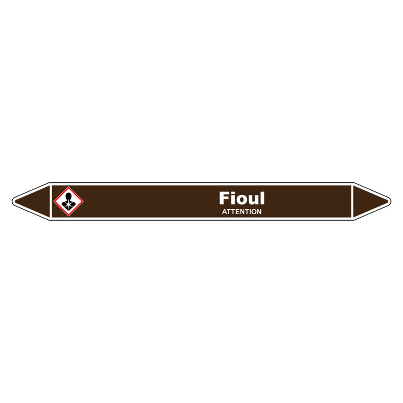 Marqueur de Tuyauterie Fioul 150 x 12 mm Vinyle Laminé