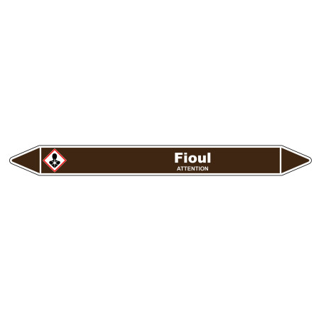 Marqueur de Tuyauterie Fioul 150 x 12 mm Vinyle Laminé