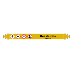 Marqueur de Tuyauterie - Gaz de ville - NFX 08-105 - Vinyle Laminé