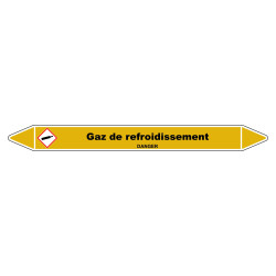 Marqueur de Tuyauterie "Gaz de refroidissement" en Vinyle Laminé