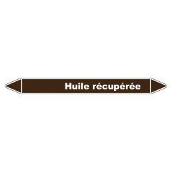 Marqueur de tuyauterie robuste en vinyle laminé indiquant 'Huile récupérée'