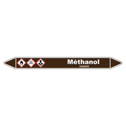 Marqueur de tuyauterie en vinyle laminé pour méthanols, robuste et facile à installer.