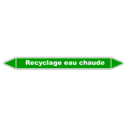 Marqueur de Tuyauterie - Recyclage Eau Chaude - NFX 08-105 - Vinyle Laminé