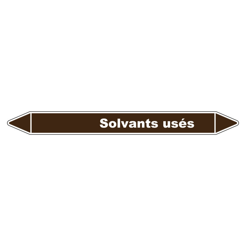 Marqueur de Tuyauterie Solvants usés 150 x 12 mm Vinyle Laminé